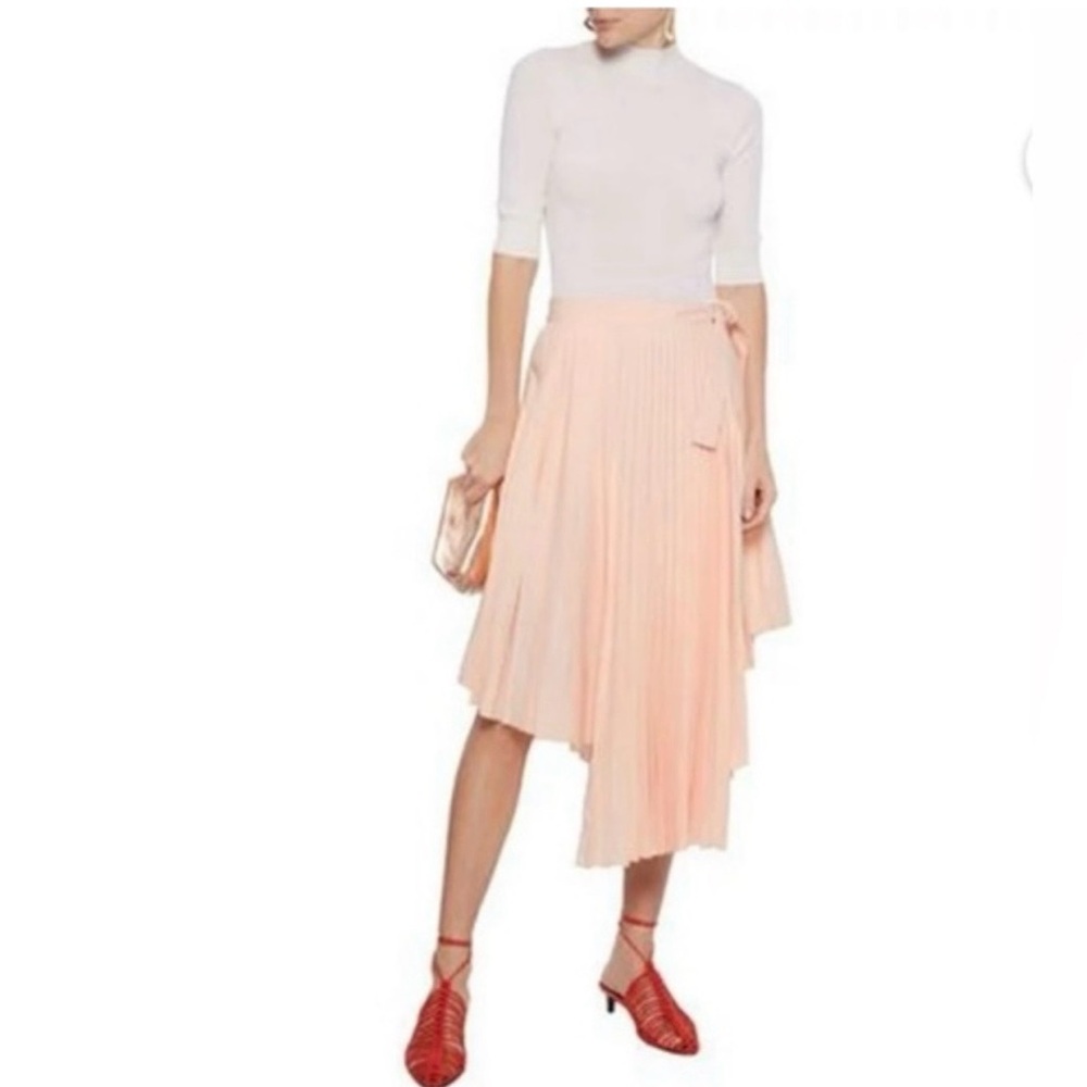 NWT Maje Jaxy pink pleated asymmetrical wrap skirt 36 S